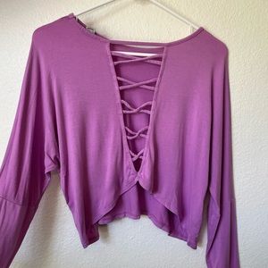 Purple long sleeve workout top